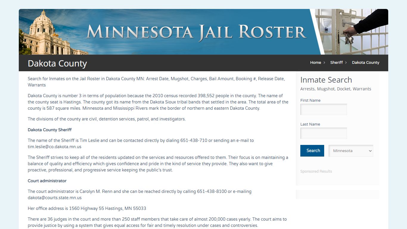 Dakota County | Jail Roster Search